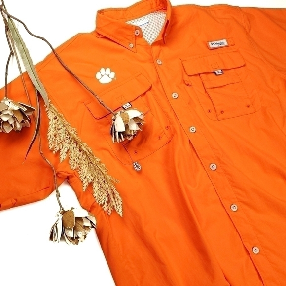 Columbia PFG Clemson Tigers Embroidered Shirt M - Picture 5 of 14
